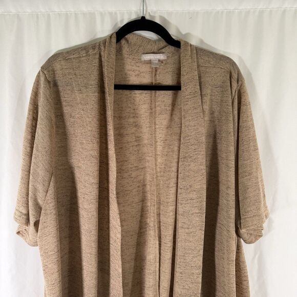 Woman Within Cardigan Women's 4X 34 36 Brown Open Front Linen Blend Short Sleeve - Picture 2 of 11